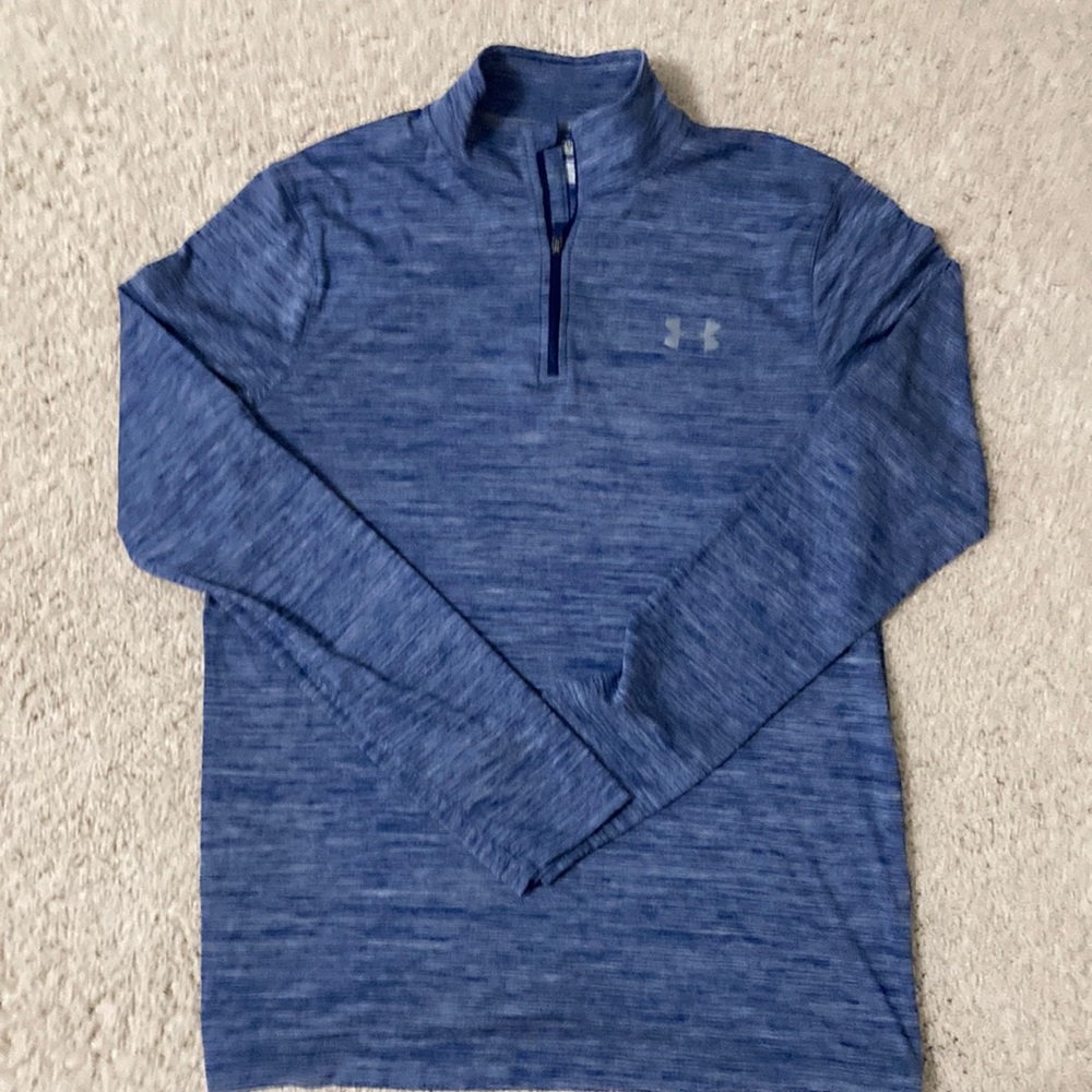 Men’s Under Armour Heat Gear long sleeve Blue 1/4 zip Shirt S Small